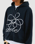 Sweat à capuche zippé avec logo fleuri