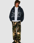 Sweat à capuche zippé avec logo fleuri