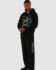 Sweat à capuche zippé avec logo fleuri