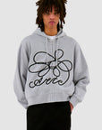 Sweat à capuche zippé avec logo fleuri